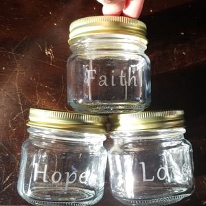 Etched mason jars